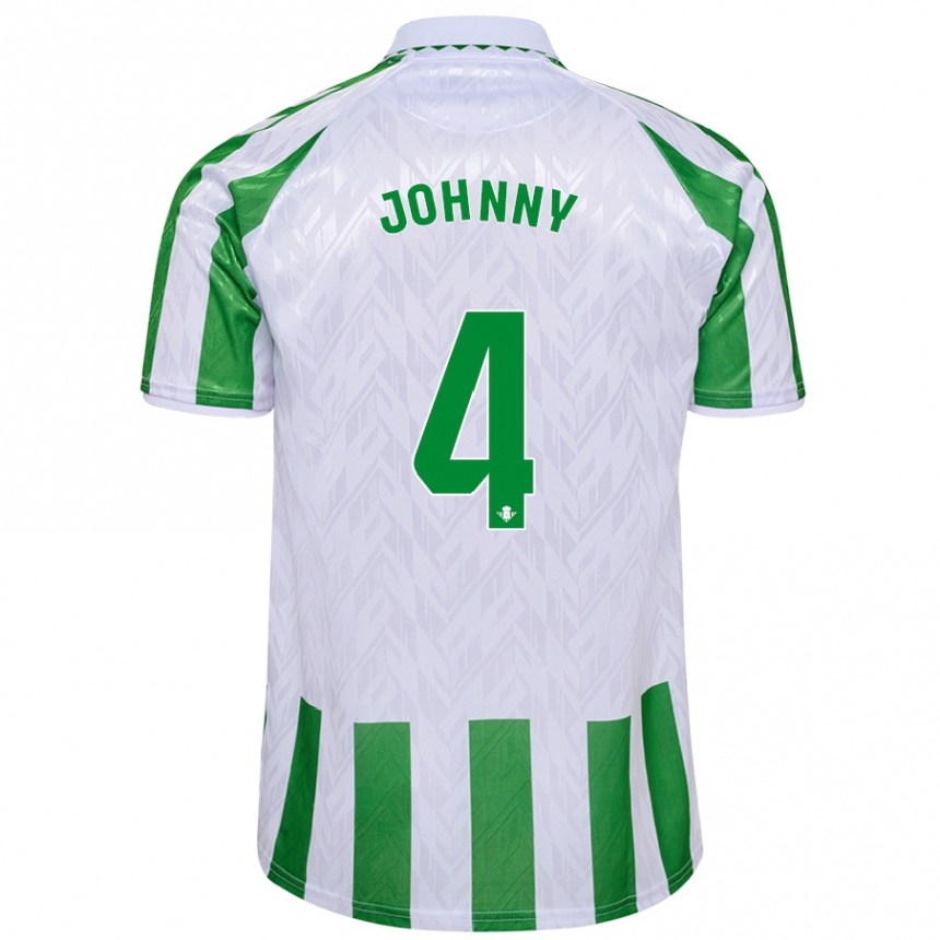 Niño Fútbol Camiseta Johnny Cardoso #4 Verde Rayas Blancas 1ª Equipación 2024/25 Perú