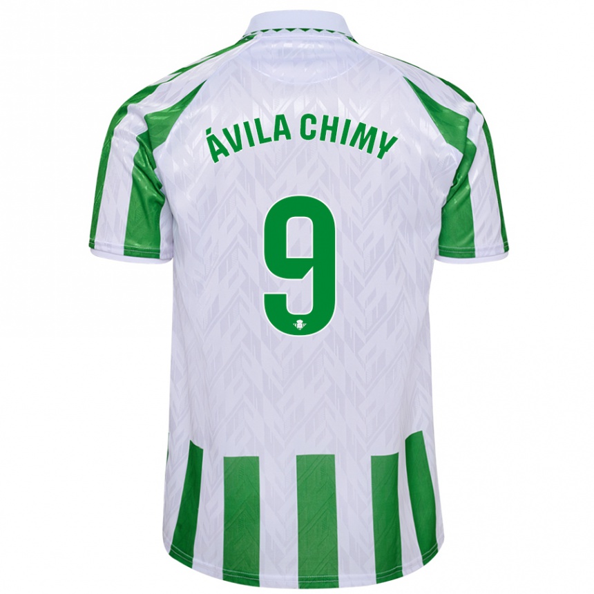 Niño Fútbol Camiseta Chimy Ávila #9 Verde Rayas Blancas 1ª Equipación 2024/25 Perú