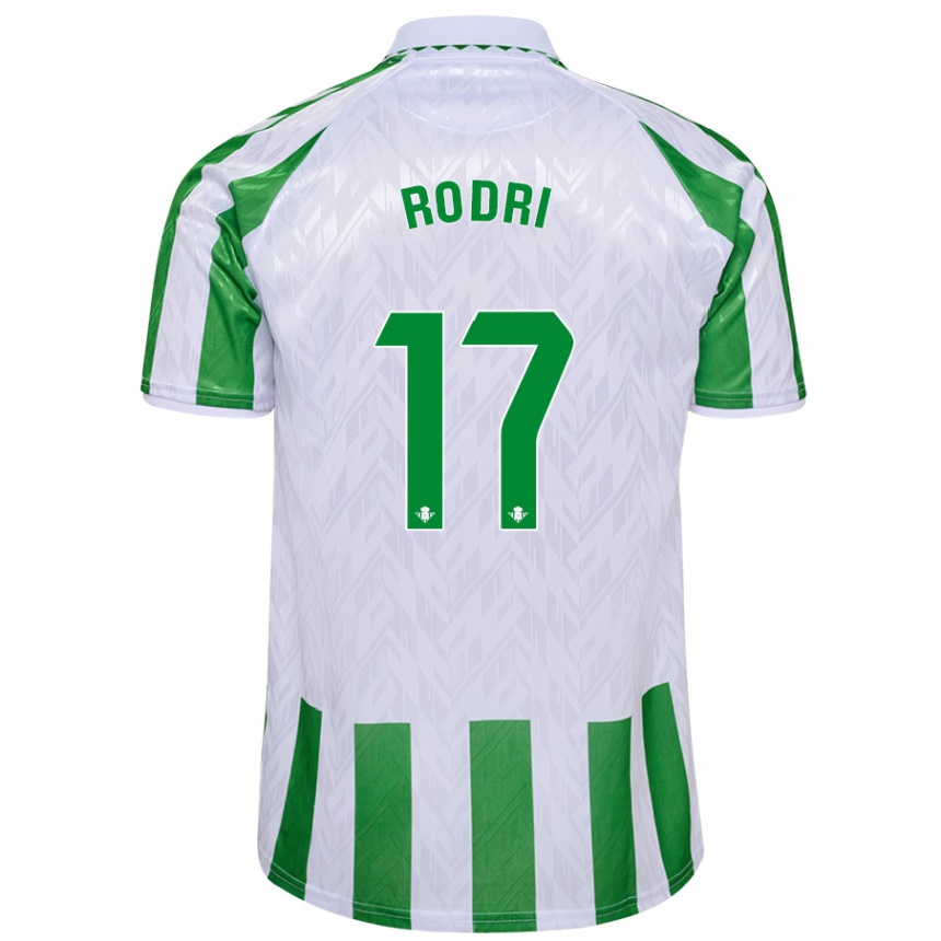 Niño Fútbol Camiseta Rodri Sánchez #17 Verde Rayas Blancas 1ª Equipación 2024/25 Perú