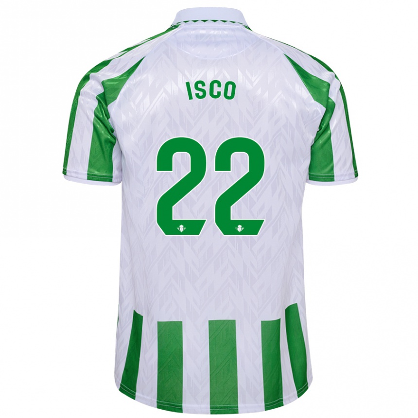 Niño Fútbol Camiseta Isco #22 Verde Rayas Blancas 1ª Equipación 2024/25 Perú