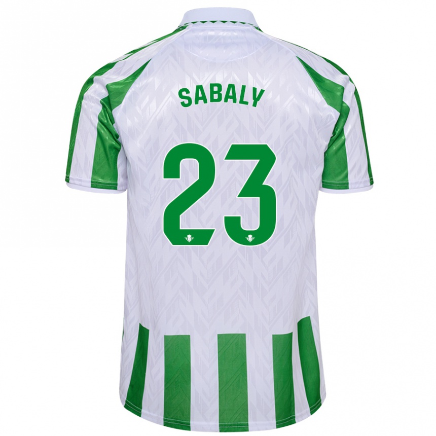 Niño Fútbol Camiseta Youssouf Sabaly #23 Verde Rayas Blancas 1ª Equipación 2024/25 Perú