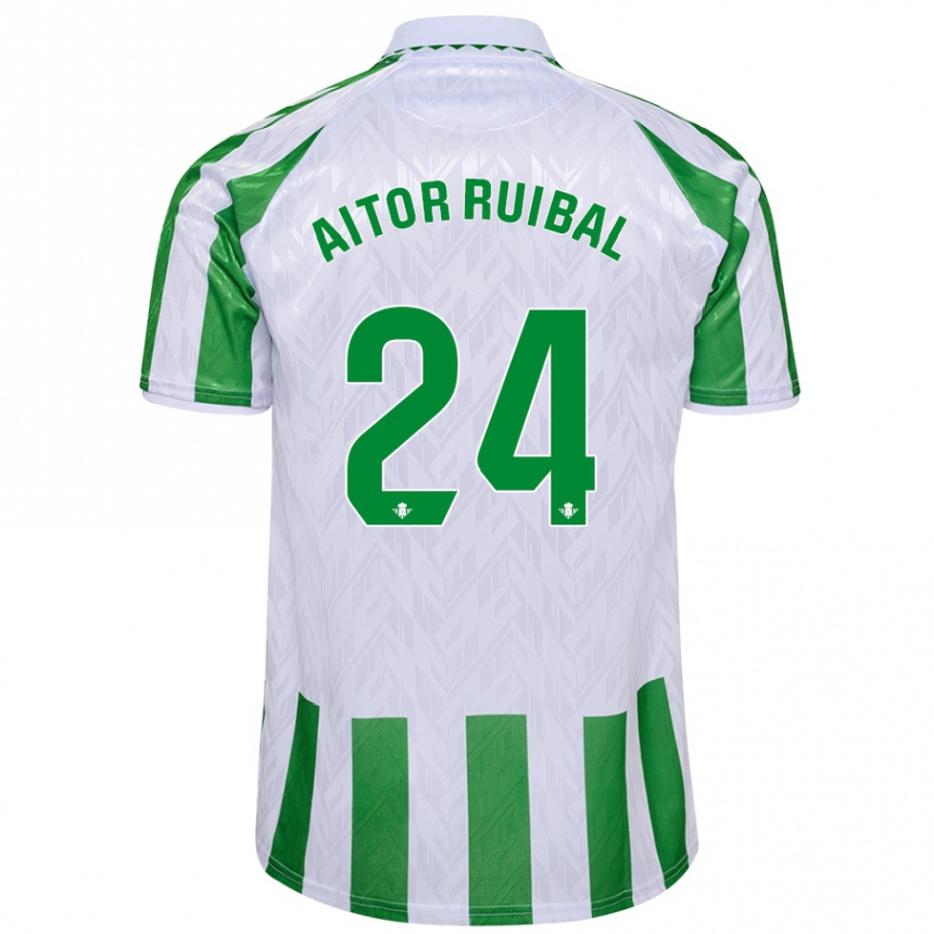 Niño Fútbol Camiseta Aitor Ruibal #24 Verde Rayas Blancas 1ª Equipación 2024/25 Perú