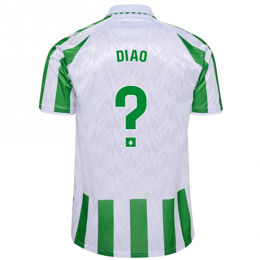 Niño Fútbol Camiseta Usse Diao #0 Verde Rayas Blancas 1ª Equipación 2024/25 Perú