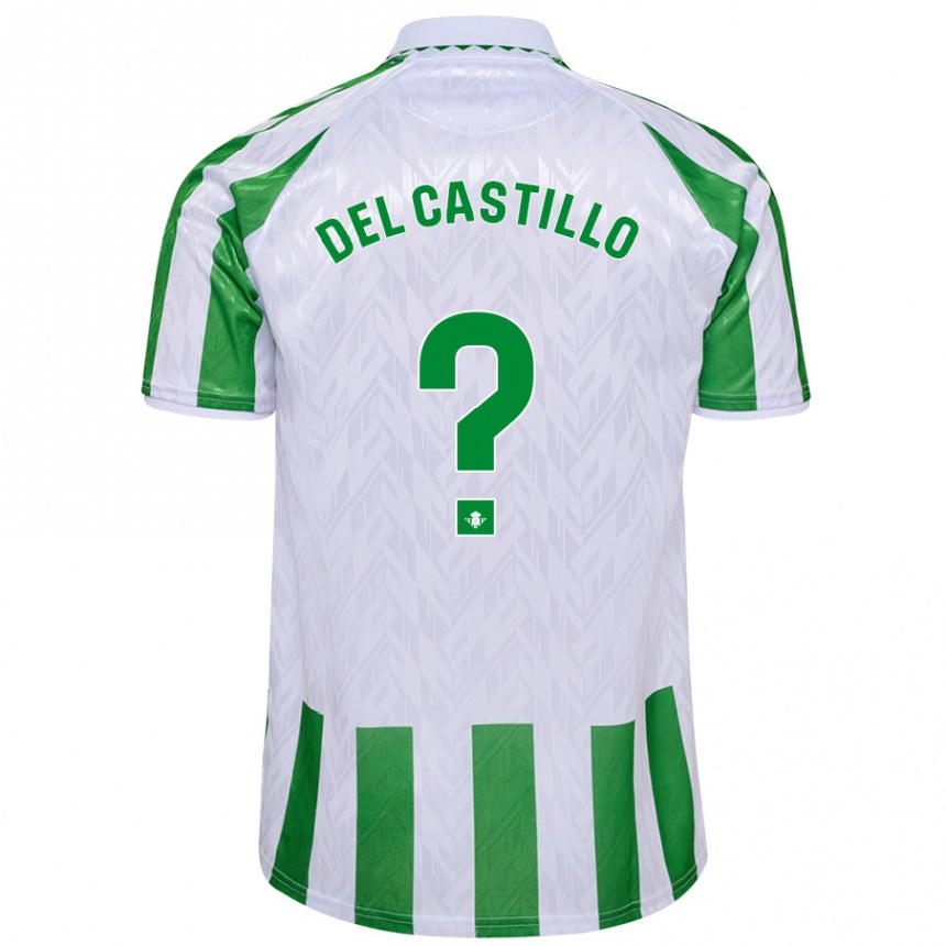 Niño Fútbol Camiseta Gonzalo Del Castillo #0 Verde Rayas Blancas 1ª Equipación 2024/25 Perú