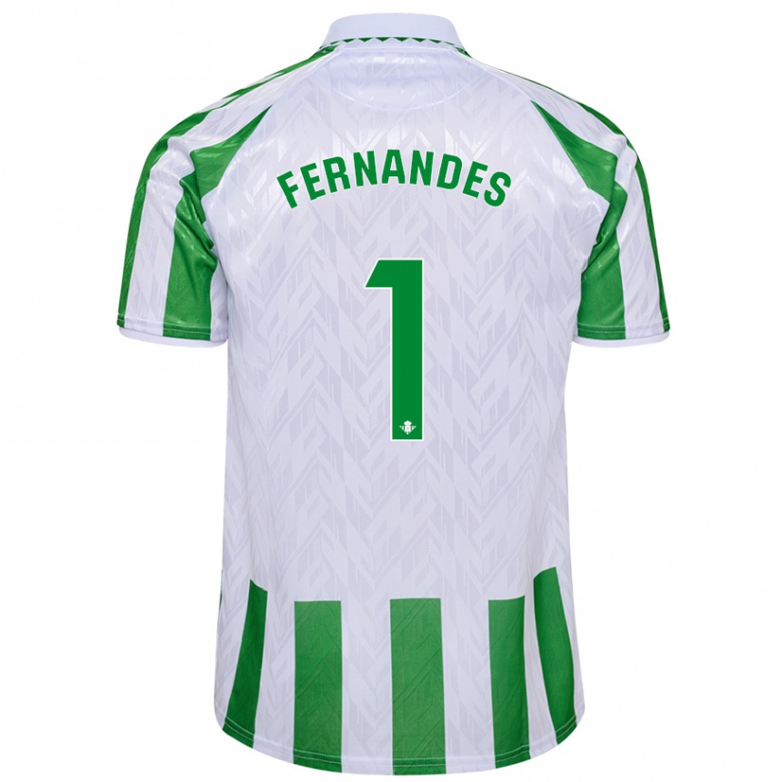 Niño Fútbol Camiseta Guilherme Fernandes #1 Verde Rayas Blancas 1ª Equipación 2024/25 Perú