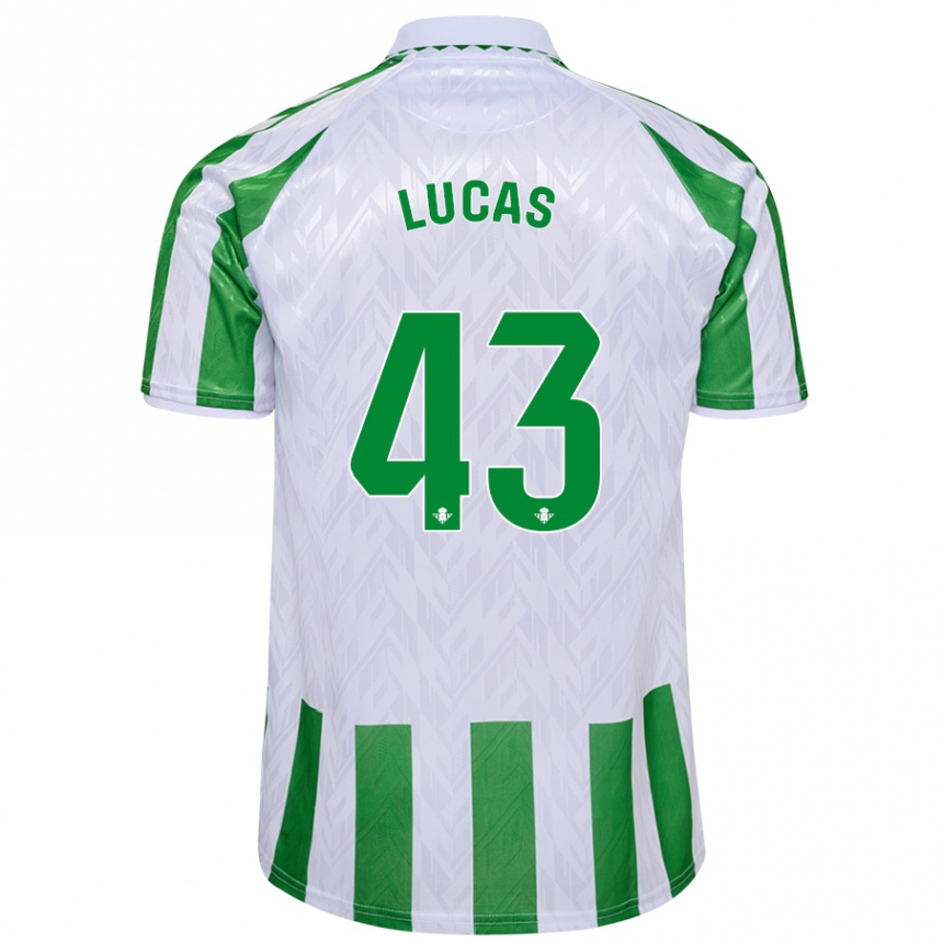 Niño Fútbol Camiseta Lucas Alcázar #43 Verde Rayas Blancas 1ª Equipación 2024/25 Perú