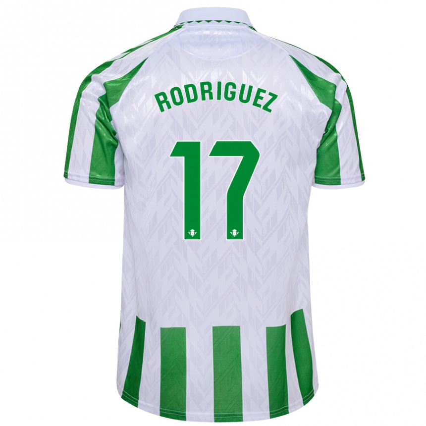 Niño Fútbol Camiseta Jesús Rodriguez #17 Verde Rayas Blancas 1ª Equipación 2024/25 Perú