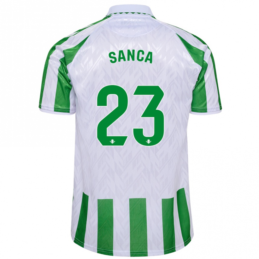 Niño Fútbol Camiseta Marciano Sanca #23 Verde Rayas Blancas 1ª Equipación 2024/25 Perú