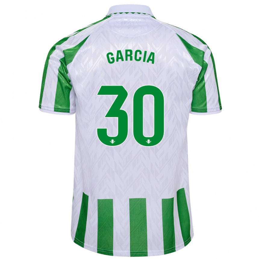 Niño Fútbol Camiseta Germán García #30 Verde Rayas Blancas 1ª Equipación 2024/25 Perú