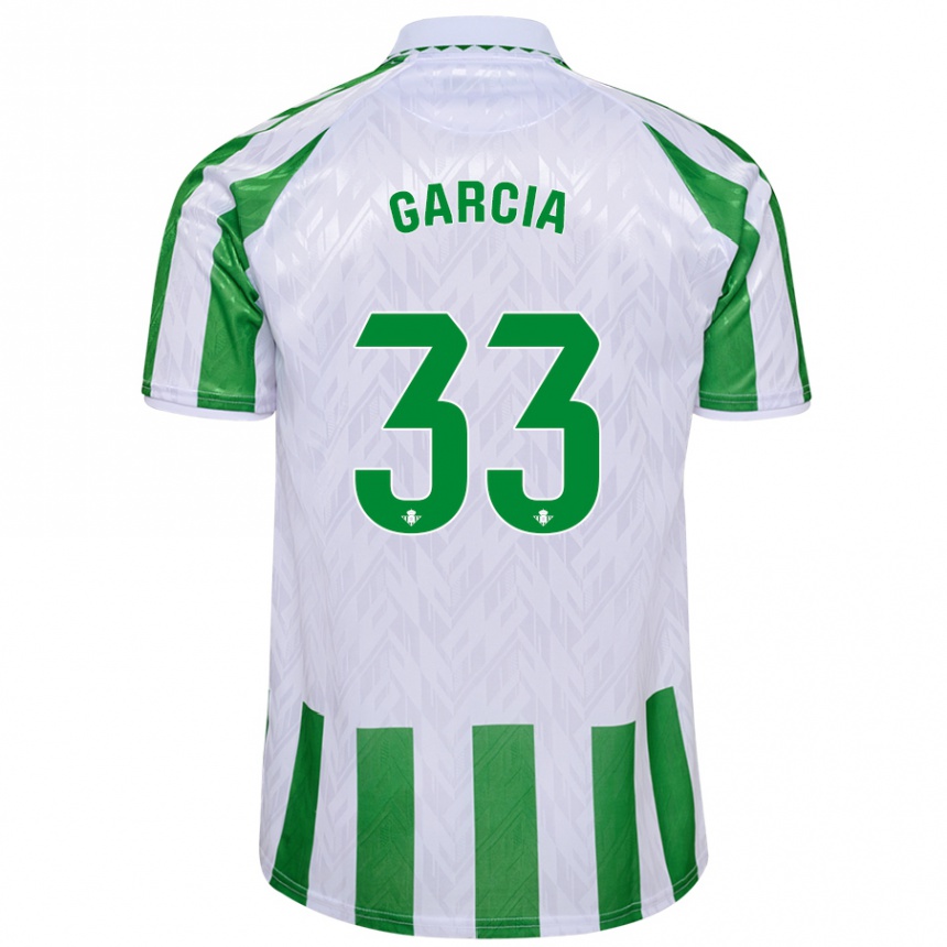 Niño Fútbol Camiseta Pablo García #33 Verde Rayas Blancas 1ª Equipación 2024/25 Perú