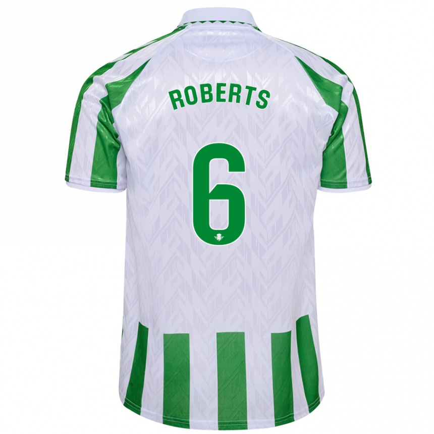 Niño Fútbol Camiseta Rhiannon Roberts #6 Verde Rayas Blancas 1ª Equipación 2024/25 Perú