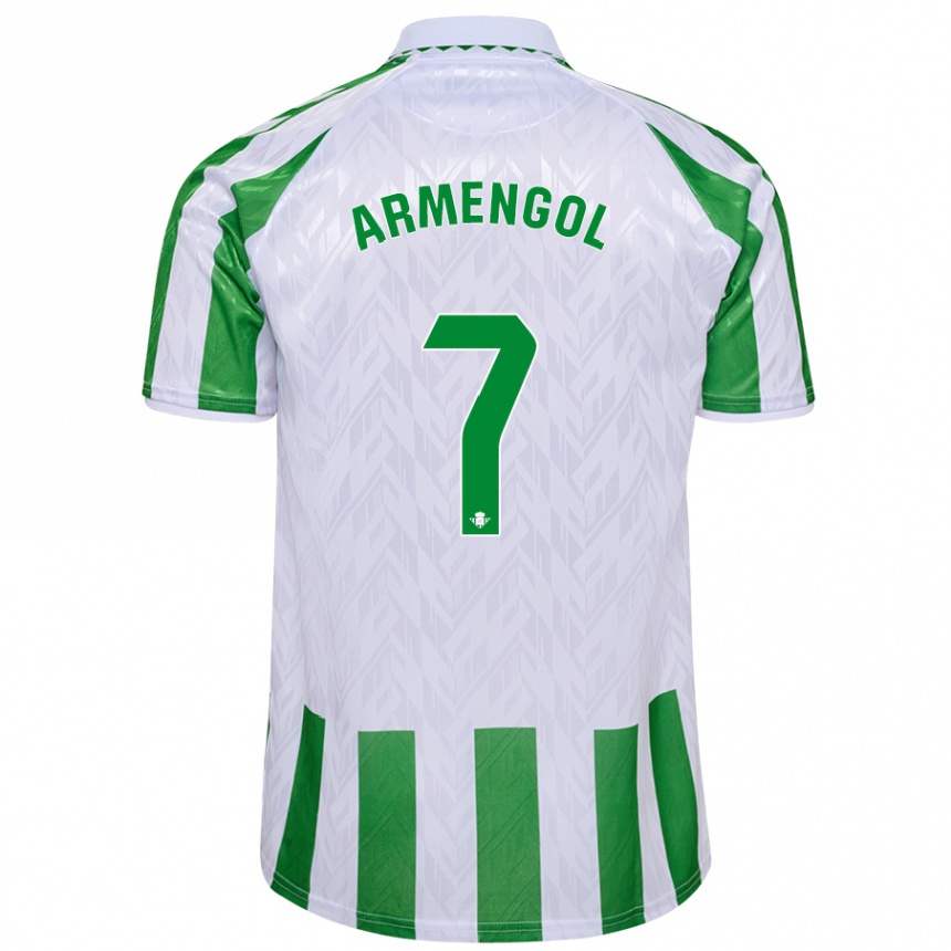 Niño Fútbol Camiseta Carla Armengol Joaniquet #7 Verde Rayas Blancas 1ª Equipación 2024/25 Perú