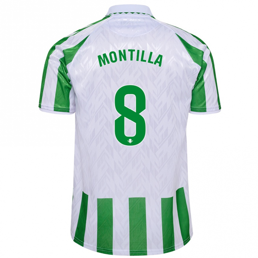 Niño Fútbol Camiseta Natalia Montilla #8 Verde Rayas Blancas 1ª Equipación 2024/25 Perú