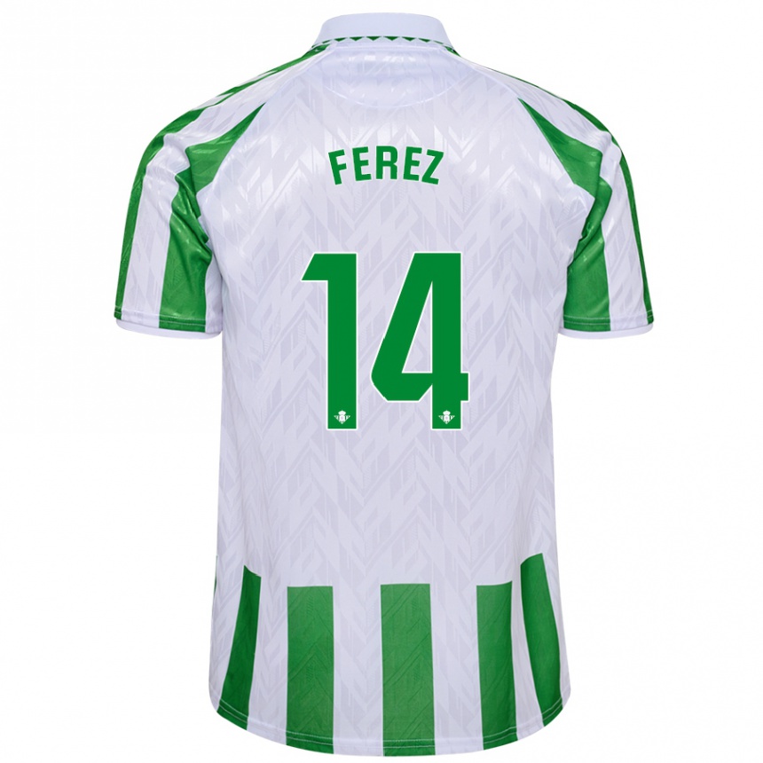 Niño Fútbol Camiseta Carolina Férez #14 Verde Rayas Blancas 1ª Equipación 2024/25 Perú