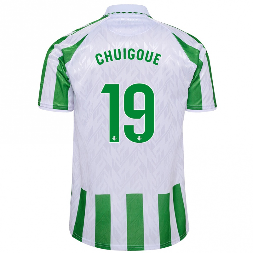 Niño Fútbol Camiseta Dorine Chuigoué #19 Verde Rayas Blancas 1ª Equipación 2024/25 Perú