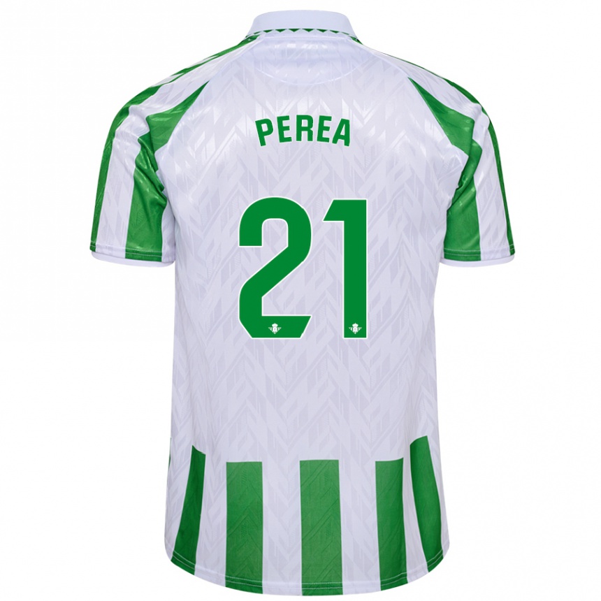 Niño Fútbol Camiseta Paula Perea #21 Verde Rayas Blancas 1ª Equipación 2024/25 Perú