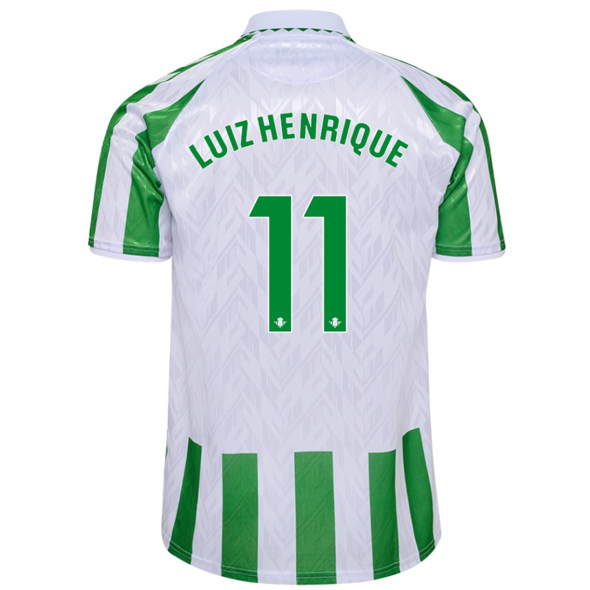 Niño Fútbol Camiseta Luiz Henrique #11 Verde Rayas Blancas 1ª Equipación 2024/25 Perú