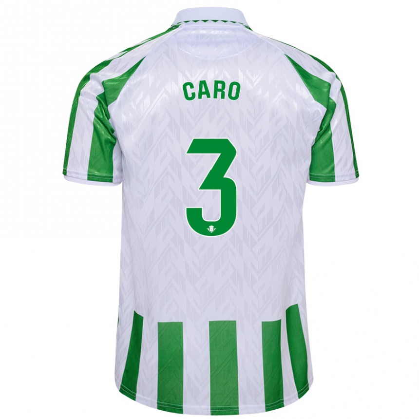 Niño Fútbol Camiseta Andrés Caro #3 Verde Rayas Blancas 1ª Equipación 2024/25 Perú