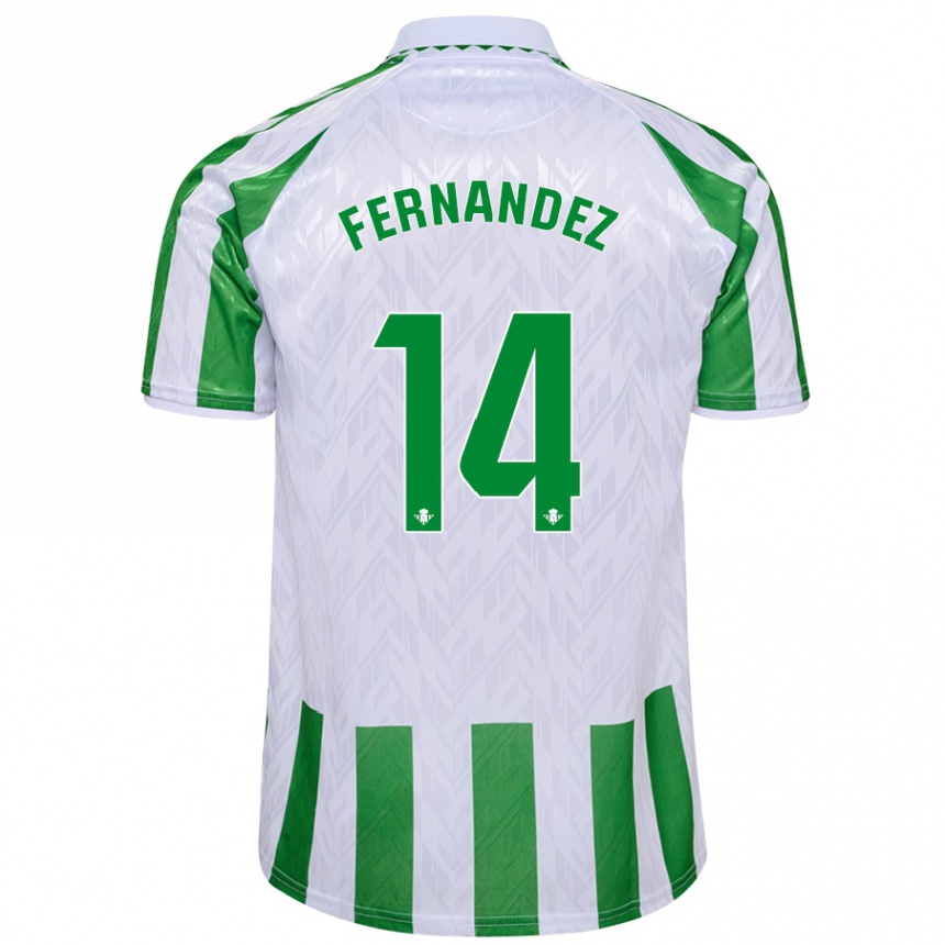 Niño Fútbol Camiseta Quique Fernández #14 Verde Rayas Blancas 1ª Equipación 2024/25 Perú