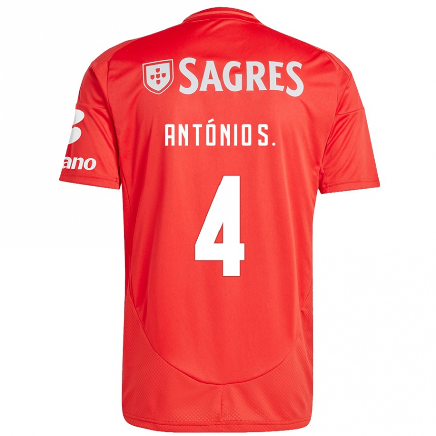 Niño Fútbol Camiseta António Silva #4 Rojo Blanco 1ª Equipación 2024/25 Perú