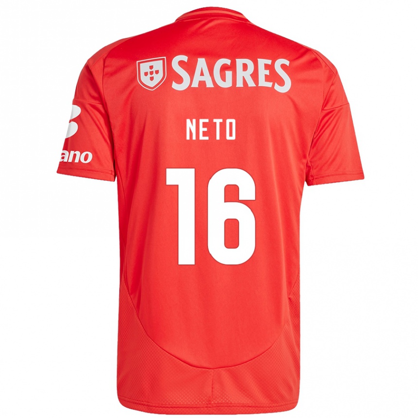 Niño Fútbol Camiseta Martim Neto #16 Rojo Blanco 1ª Equipación 2024/25 Perú