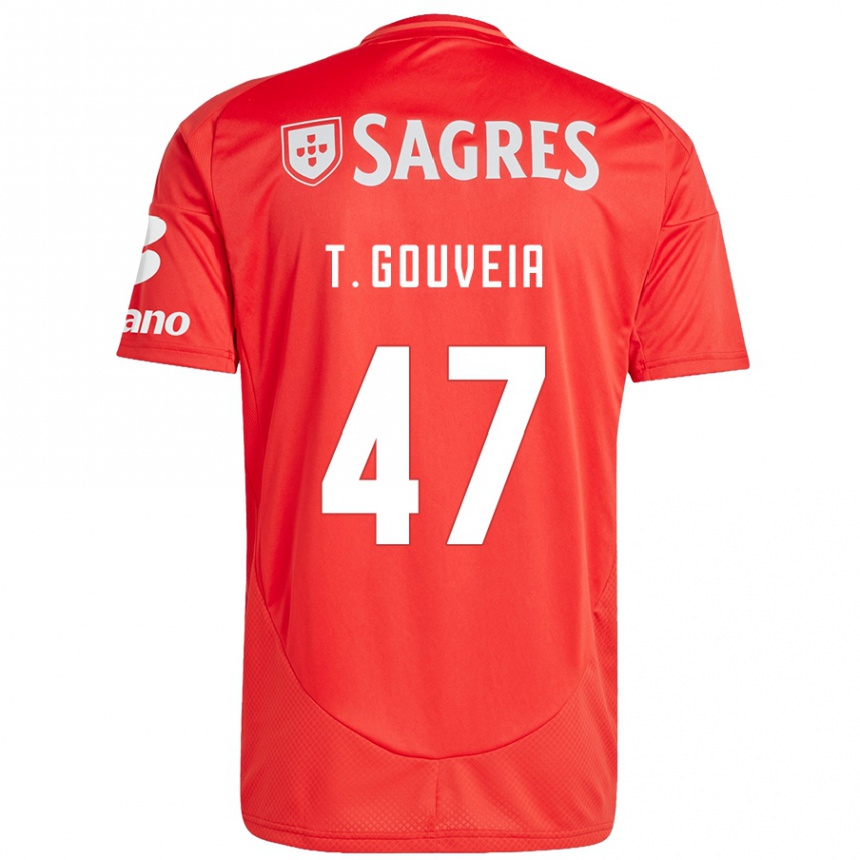 Niño Fútbol Camiseta Tiago Gouveia #47 Rojo Blanco 1ª Equipación 2024/25 Perú