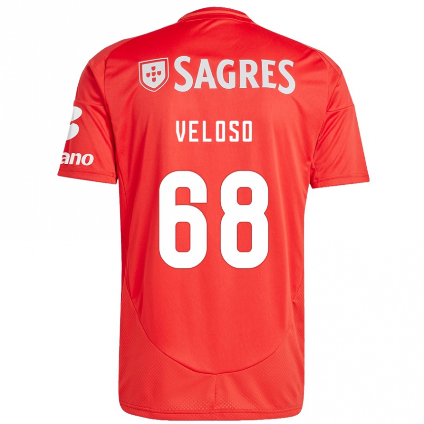 Niño Fútbol Camiseta João Veloso #68 Rojo Blanco 1ª Equipación 2024/25 Perú