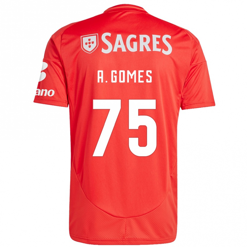 Niño Fútbol Camiseta André Gomes #75 Rojo Blanco 1ª Equipación 2024/25 Perú