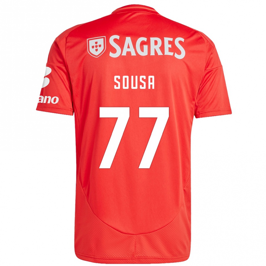 Niño Fútbol Camiseta Gerson Sousa #77 Rojo Blanco 1ª Equipación 2024/25 Perú