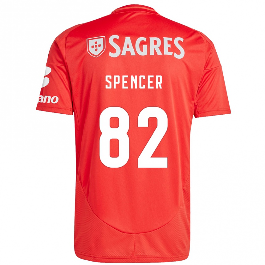 Niño Fútbol Camiseta Diogo Spencer #82 Rojo Blanco 1ª Equipación 2024/25 Perú