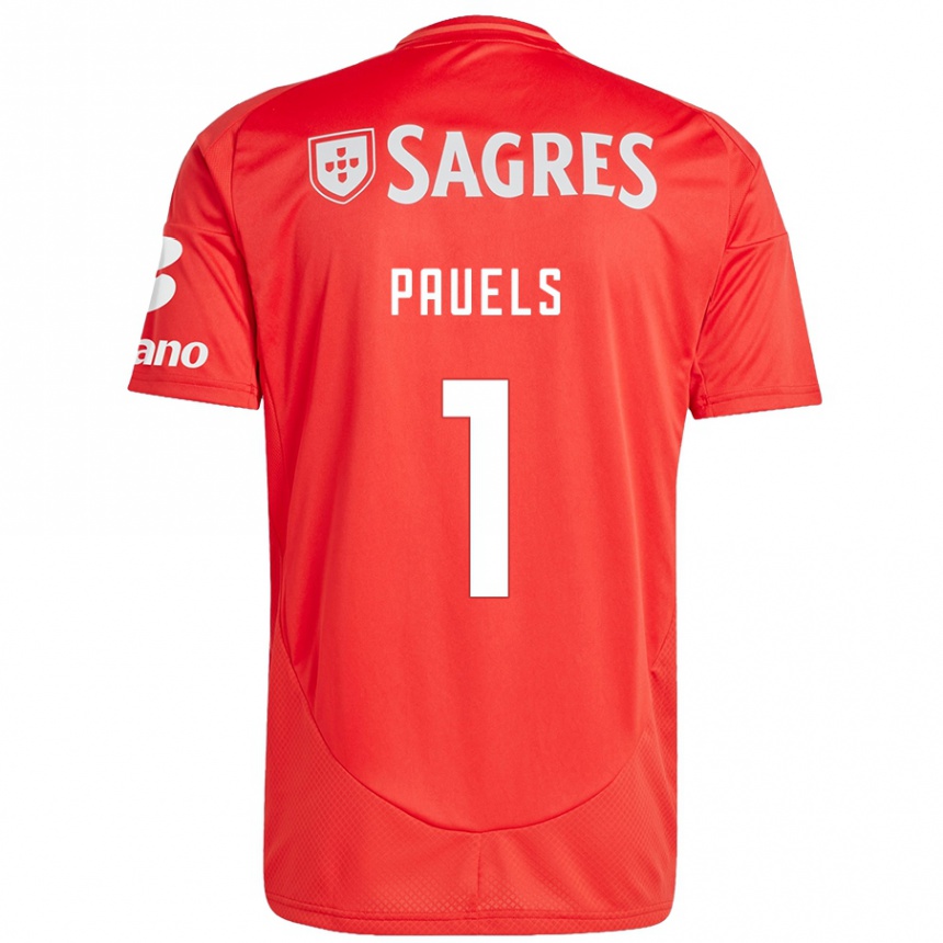 Niño Fútbol Camiseta Lena Pauels #1 Rojo Blanco 1ª Equipación 2024/25 Perú