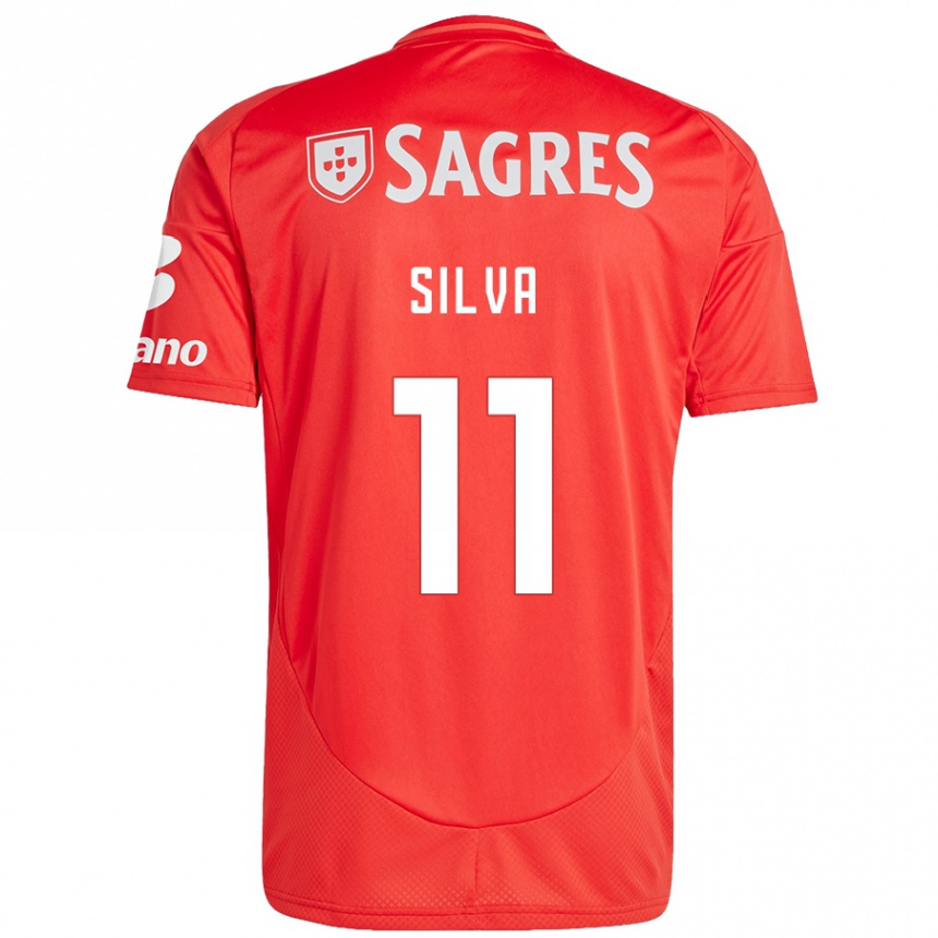 Niño Fútbol Camiseta Jéssica Silva #11 Rojo Blanco 1ª Equipación 2024/25 Perú