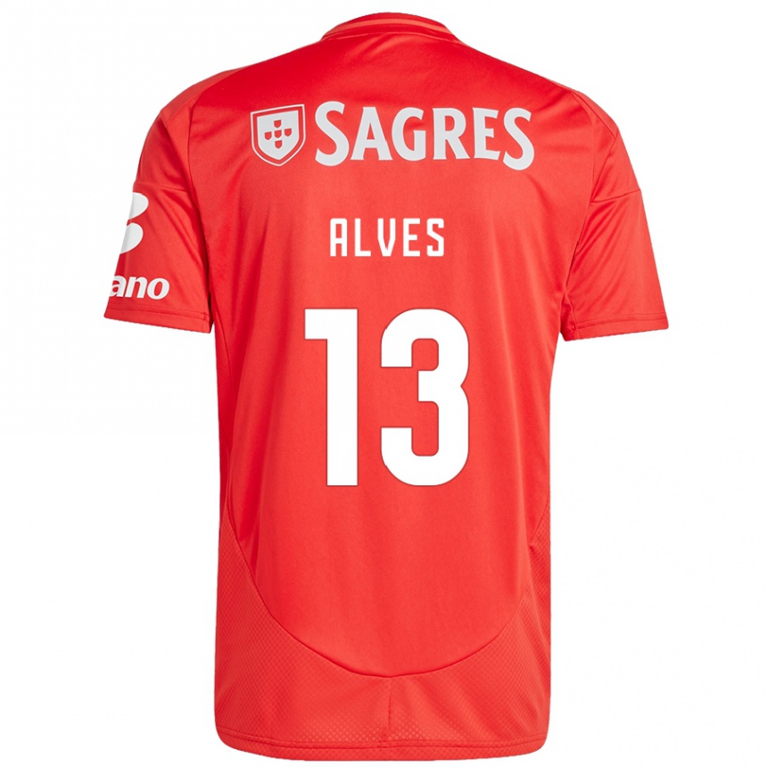 Niño Fútbol Camiseta Lucia Alves #13 Rojo Blanco 1ª Equipación 2024/25 Perú