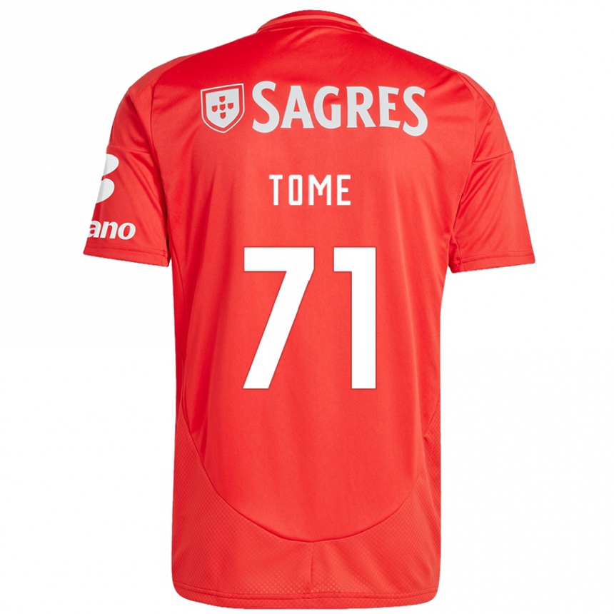 Niño Fútbol Camiseta João Tomé #71 Rojo Blanco 1ª Equipación 2024/25 Perú