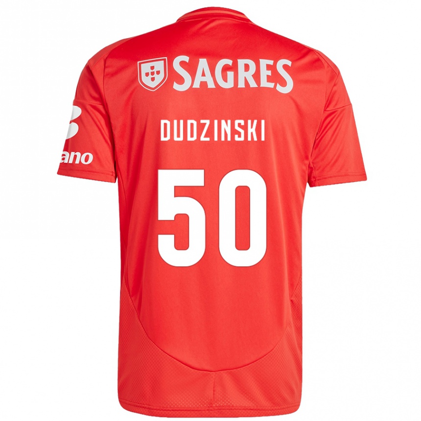 Niño Fútbol Camiseta Marcel Dudzinski #50 Rojo Blanco 1ª Equipación 2024/25 Perú