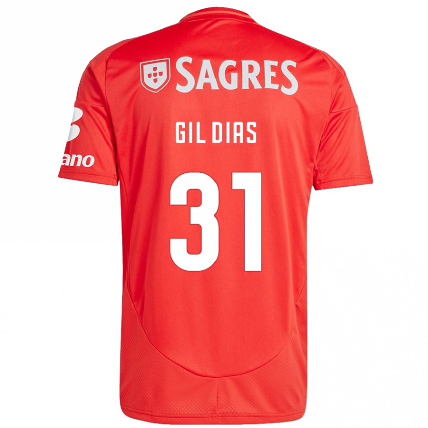 Niño Fútbol Camiseta Gil Dias #31 Rojo Blanco 1ª Equipación 2024/25 Perú