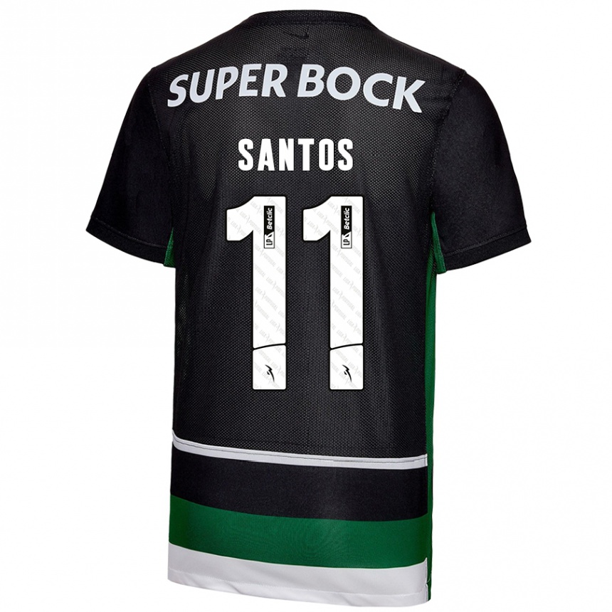 Niño Fútbol Camiseta Nuno Santos #11 Negro Blanco Verde 1ª Equipación 2024/25 Perú