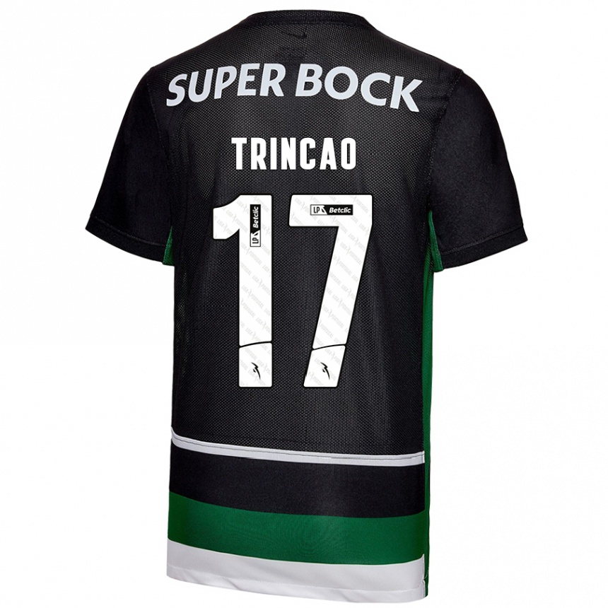 Niño Fútbol Camiseta Trincão #17 Negro Blanco Verde 1ª Equipación 2024/25 Perú