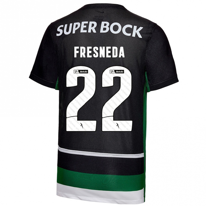 Niño Fútbol Camiseta Iván Fresneda #22 Negro Blanco Verde 1ª Equipación 2024/25 Perú