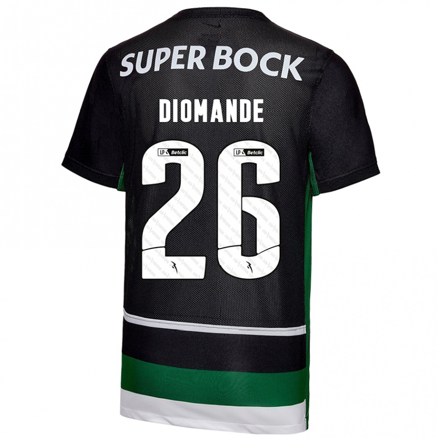 Niño Fútbol Camiseta Ousmane Diomande #26 Negro Blanco Verde 1ª Equipación 2024/25 Perú