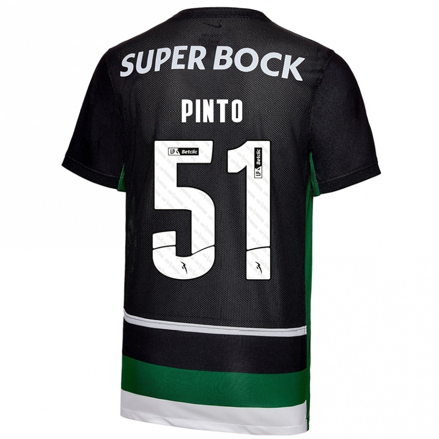 Niño Fútbol Camiseta Diogo Pinto #51 Negro Blanco Verde 1ª Equipación 2024/25 Perú