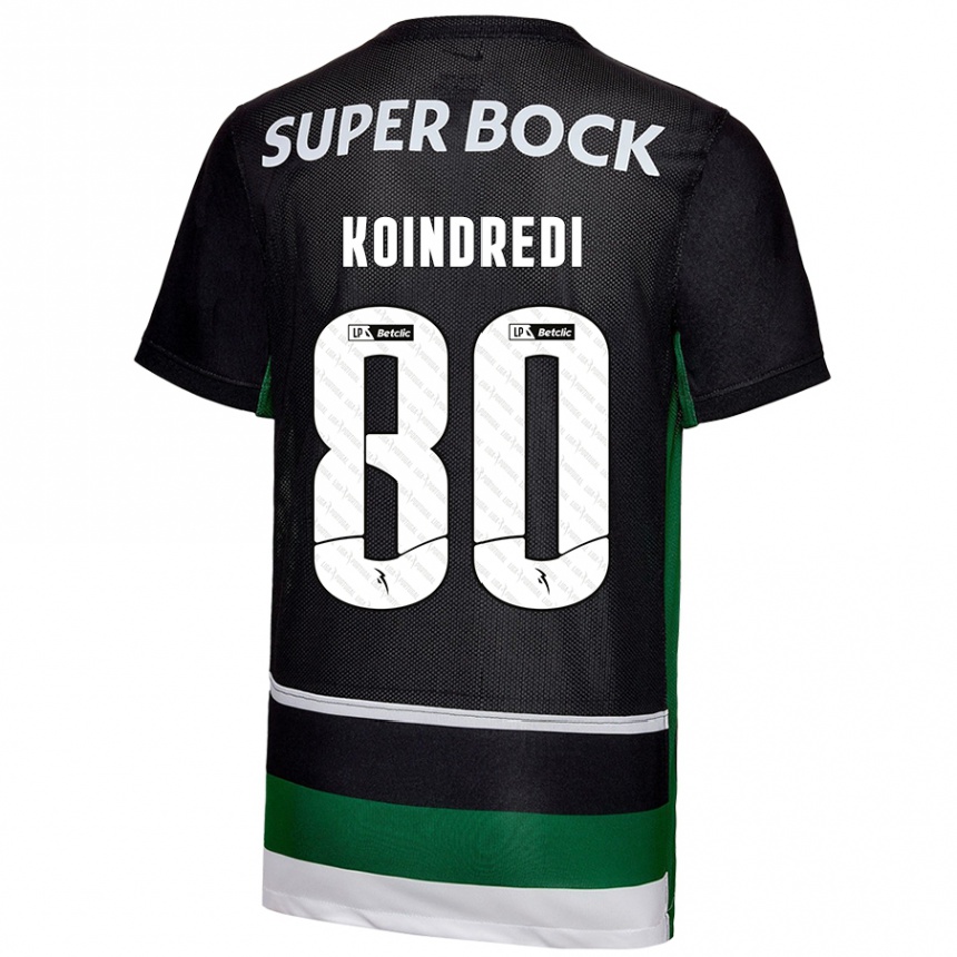 Niño Fútbol Camiseta Koba Koindredi #80 Negro Blanco Verde 1ª Equipación 2024/25 Perú