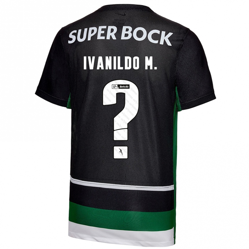 Niño Fútbol Camiseta Ivanildo Mendes #0 Negro Blanco Verde 1ª Equipación 2024/25 Perú