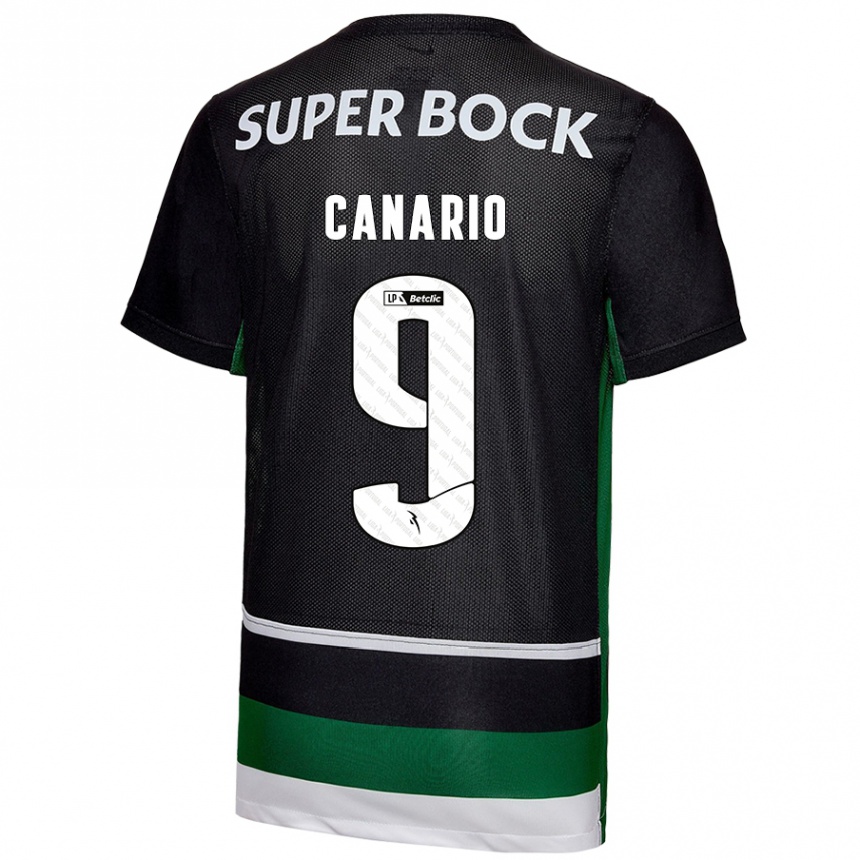 Niño Fútbol Camiseta Francisco Canário #9 Negro Blanco Verde 1ª Equipación 2024/25 Perú