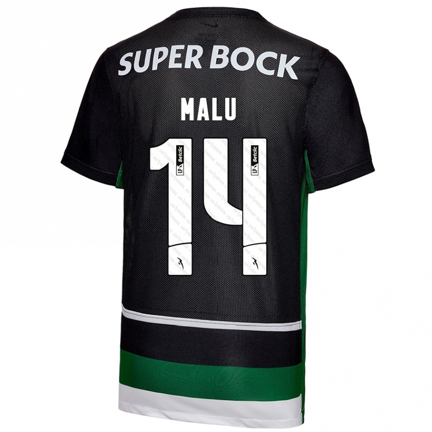 Niño Fútbol Camiseta Malam Malu #14 Negro Blanco Verde 1ª Equipación 2024/25 Perú