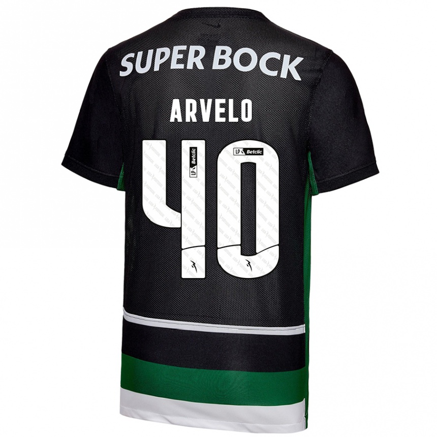 Niño Fútbol Camiseta Adam Arvelo #40 Negro Blanco Verde 1ª Equipación 2024/25 Perú