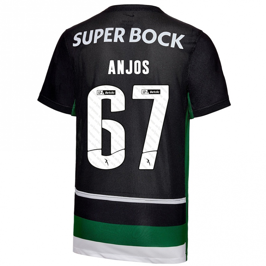 Niño Fútbol Camiseta Lucas Anjos #67 Negro Blanco Verde 1ª Equipación 2024/25 Perú