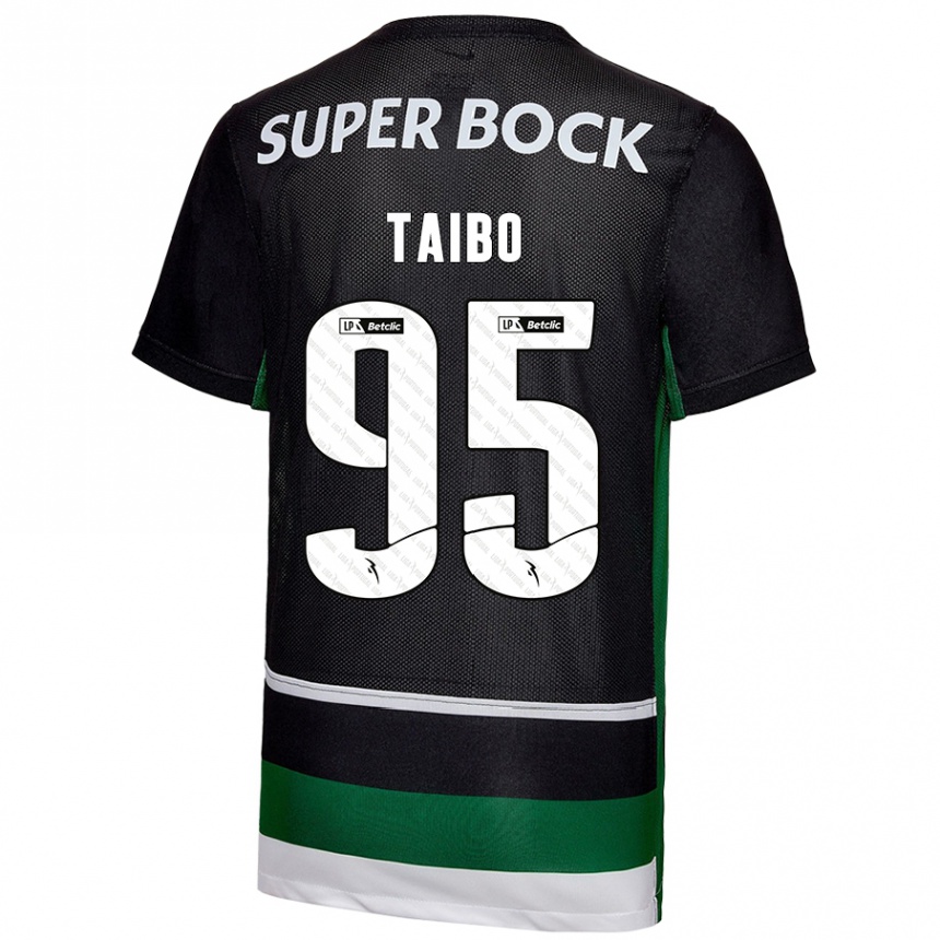 Niño Fútbol Camiseta Lucas Taibo #95 Negro Blanco Verde 1ª Equipación 2024/25 Perú