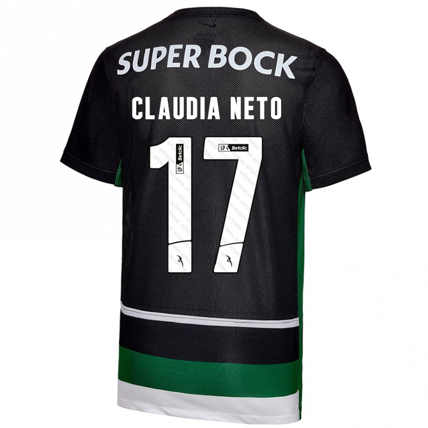 Niño Fútbol Camiseta Cláudia Teresa Pires Neto #17 Negro Blanco Verde 1ª Equipación 2024/25 Perú