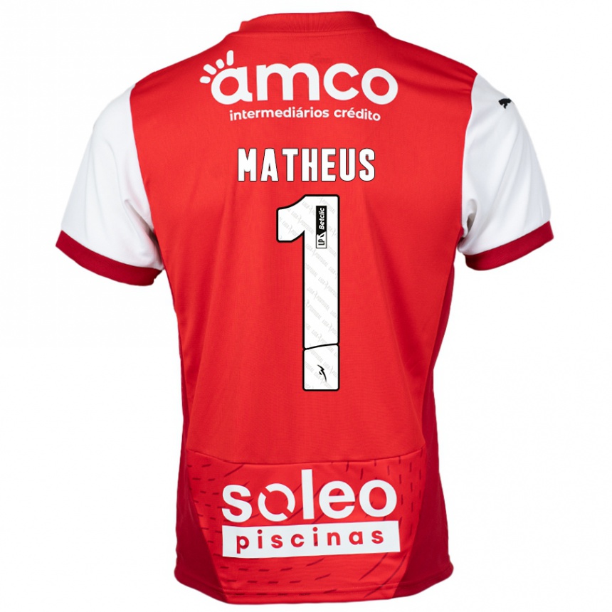 Niño Fútbol Camiseta Matheus #1 Rojo Blanco 1ª Equipación 2024/25 Perú